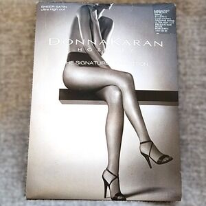 Donna Karan Off-Black Sheer Satin Ultra High Cut Hosiery Signature Collection